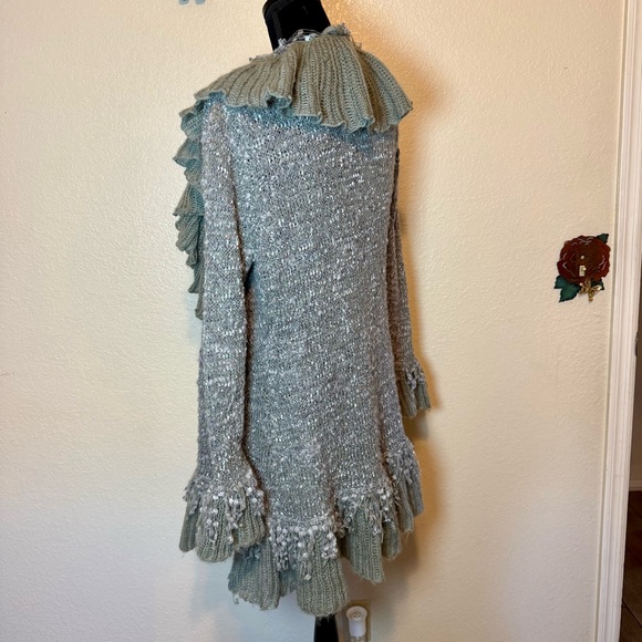 Sioni Studio Ruffle Fairycore Long Cardigan Duster Sweater Gray Size Large - Picture 6 of 14